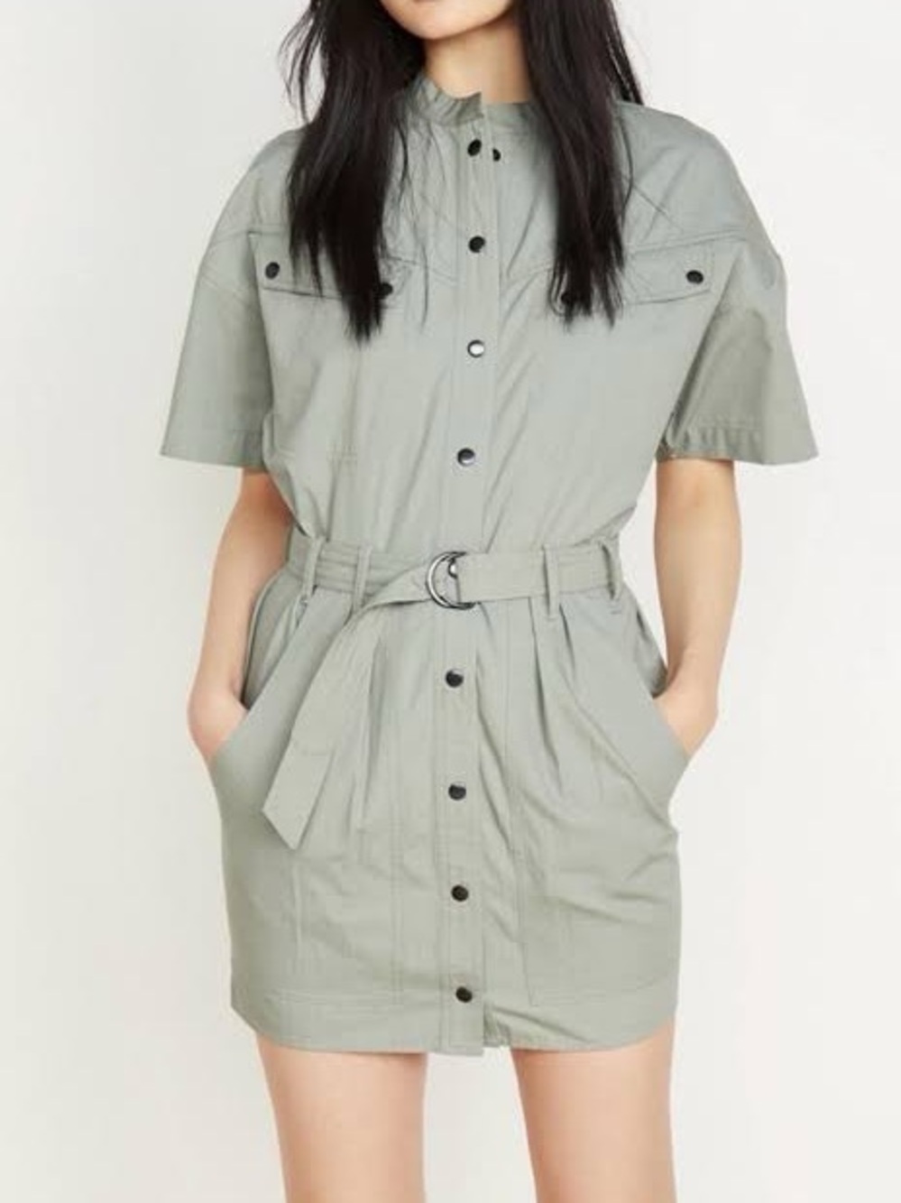 Isabel Marant Etoile Zolina khaki green cotton dress XS